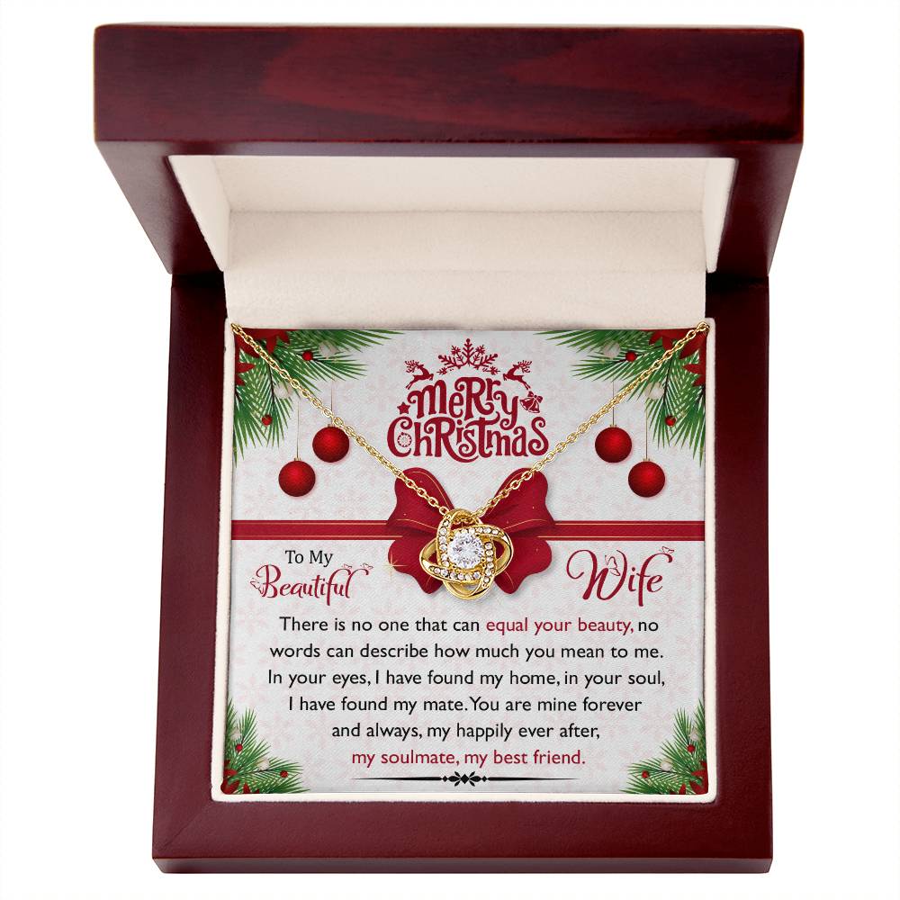 To My Beautiful Wife, No Words Can Describe How Much You Mean To Me, Love Knot Necklace Message Card