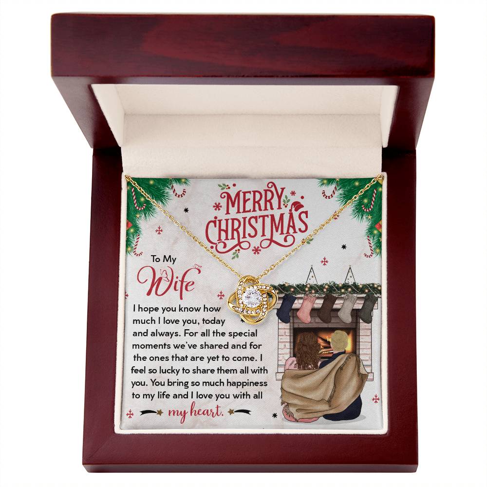 To My Wife, You Bring So Much Happiness To My Life, Merry Christmas - Love Knot Necklace