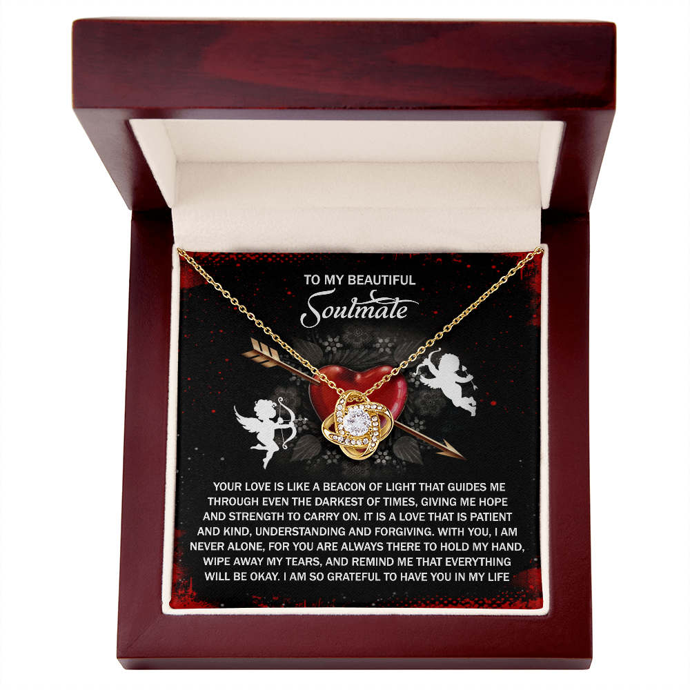 To My Beautiful Soulmate, I Am So Grateful To Have You In My Life, Love Knot Necklace, Valentines Gift For Her