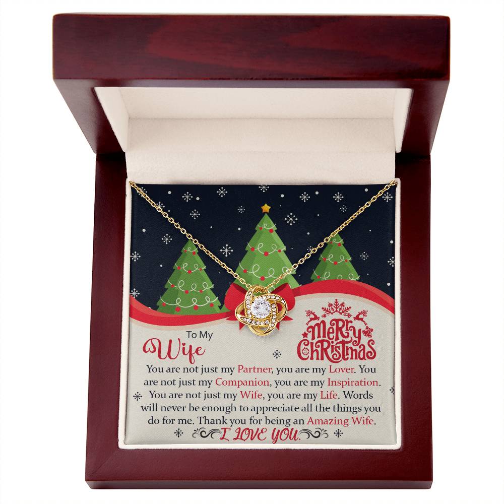 To My Wife, You Are Not Just My Partner, You Are My Lover, Merry Christmas - Love Knot Necklace