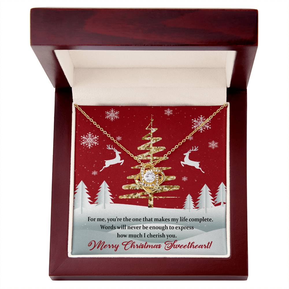 Christmas Message Card Jewelry, You Make My Life Complete, Love Knot Necklace Message Card