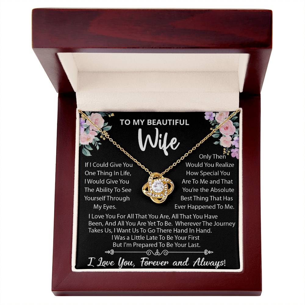 To My Beautiful Wife, Wherever The Journey Takes Us, Love Knot Necklace Message Card