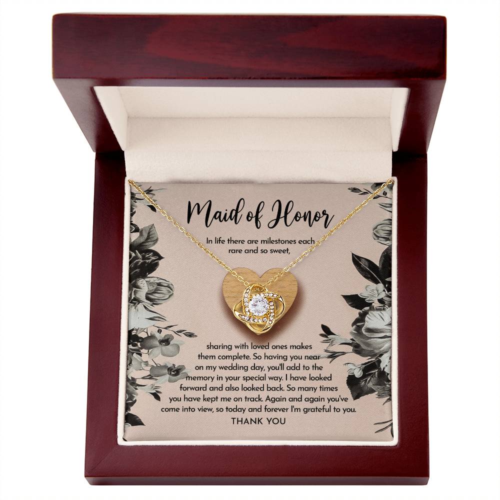 To My Maid Of Honor, On My Wedding Day, Im Grateful To You, Love Knot Necklace