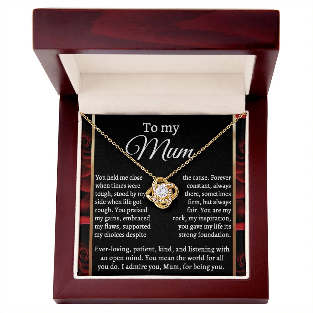 To My Mum, By My Side, Love Knot Necklace