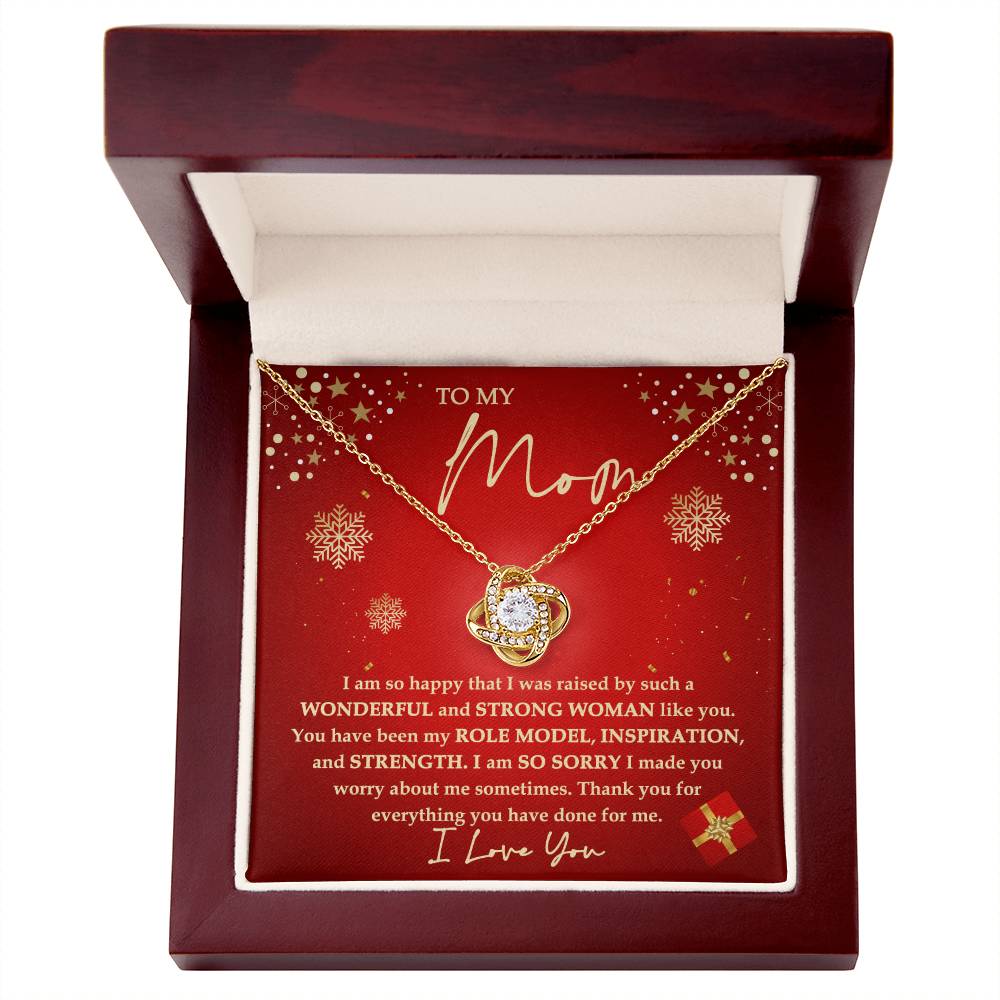 To My Mom, Christmas Gift For Mom, Strong Woman, Love Knot Necklace Message Card