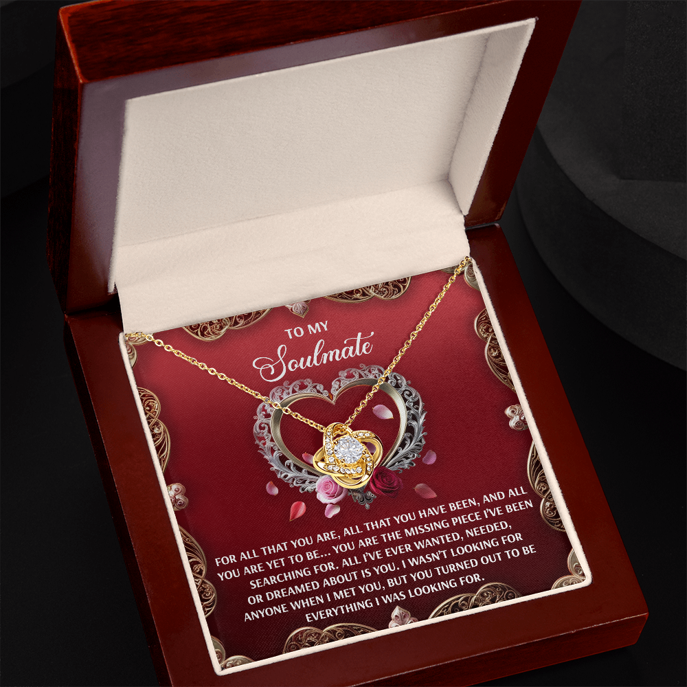 To My Soulmate, You Are The Missing Piece Ive Been Searching For, Love Knot Necklace, Valentines Gift For Her
