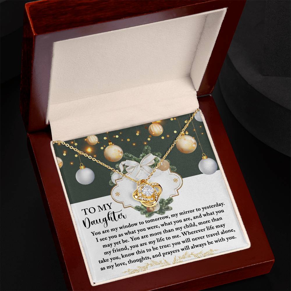 To My Daughter, My Love, Thoughts, and Prayers Will Always Be With You, Love Knot Necklace, Gift For Daughter