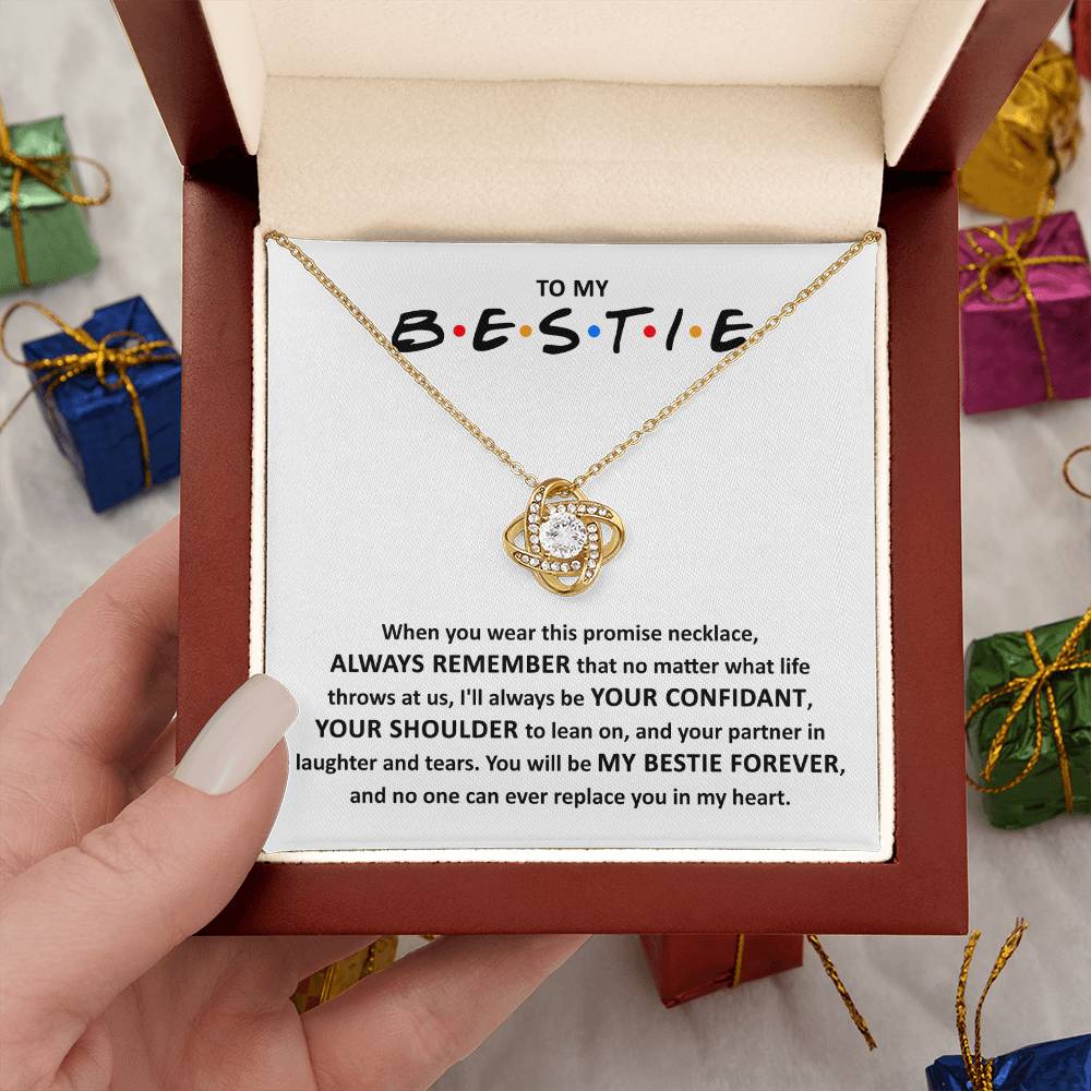 To My Bestie Gift, No One Can Replace You, Bestie Christmas Gift, Love Knot Necklace Message Card