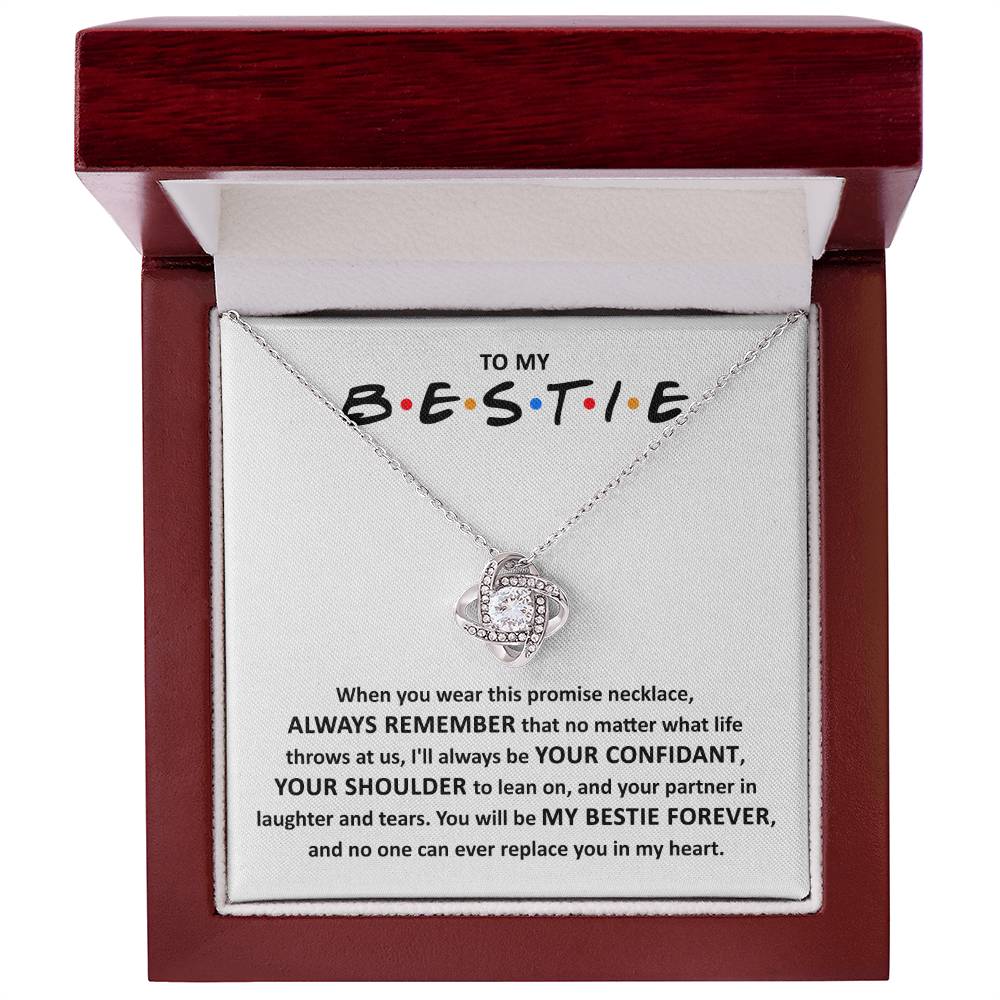 To My Bestie Gift, No One Can Replace You, Bestie Christmas Gift, Love Knot Necklace Message Card