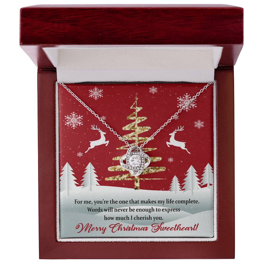Christmas Message Card Jewelry, You Make My Life Complete, Love Knot Necklace Message Card