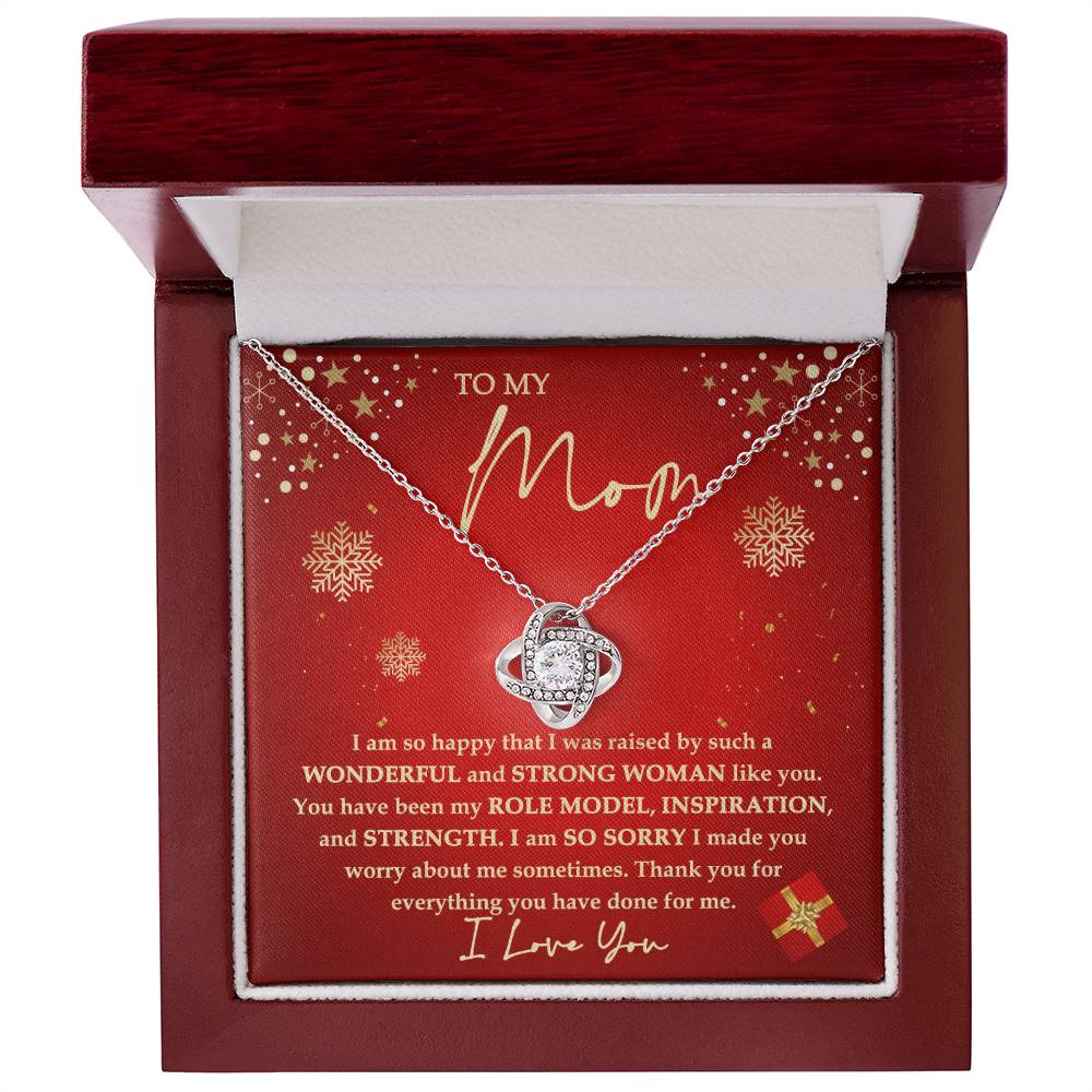 To My Mom, Christmas Gift For Mom, Strong Woman, Love Knot Necklace Message Card