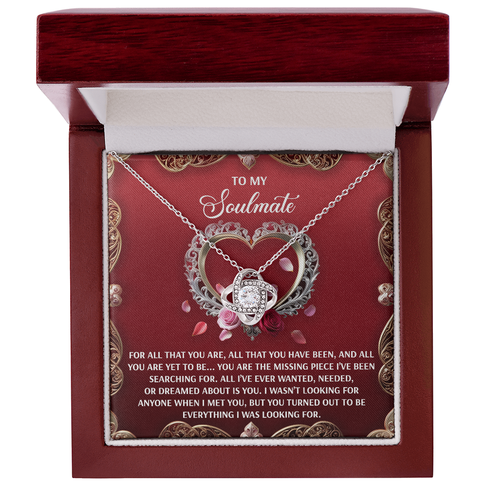 To My Soulmate, You Are The Missing Piece Ive Been Searching For, Love Knot Necklace, Valentines Gift For Her