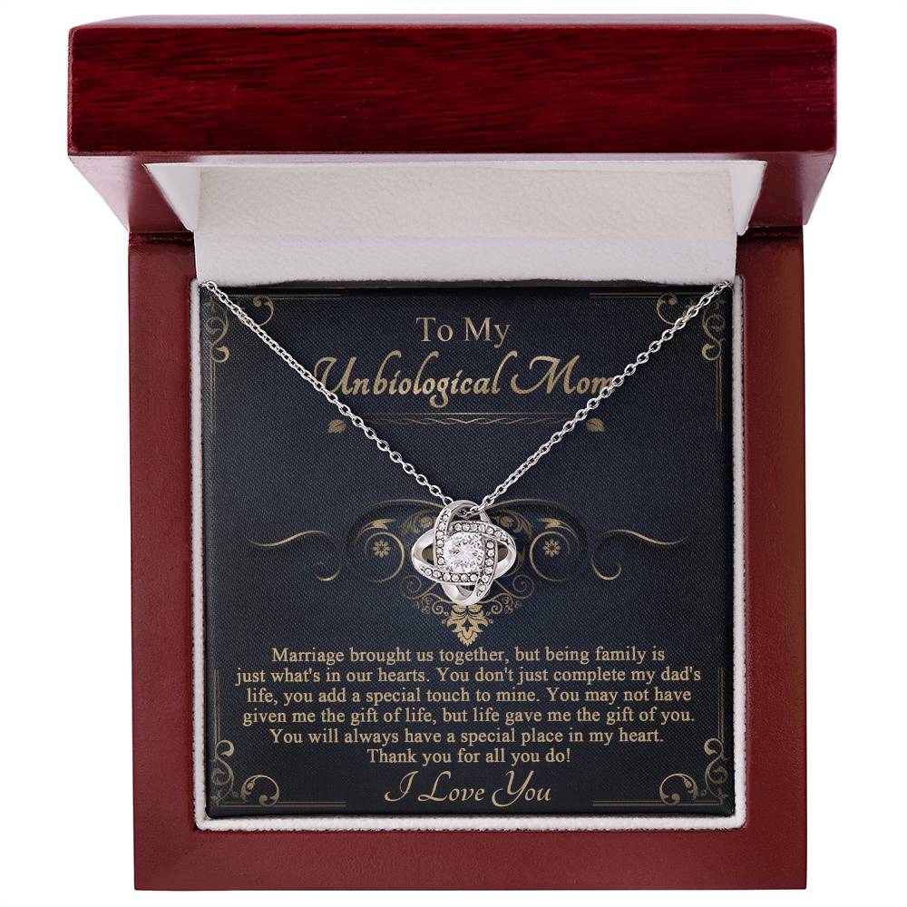 To My Unbiological Mom, A Special Place In My Heart, Love Knot Necklace