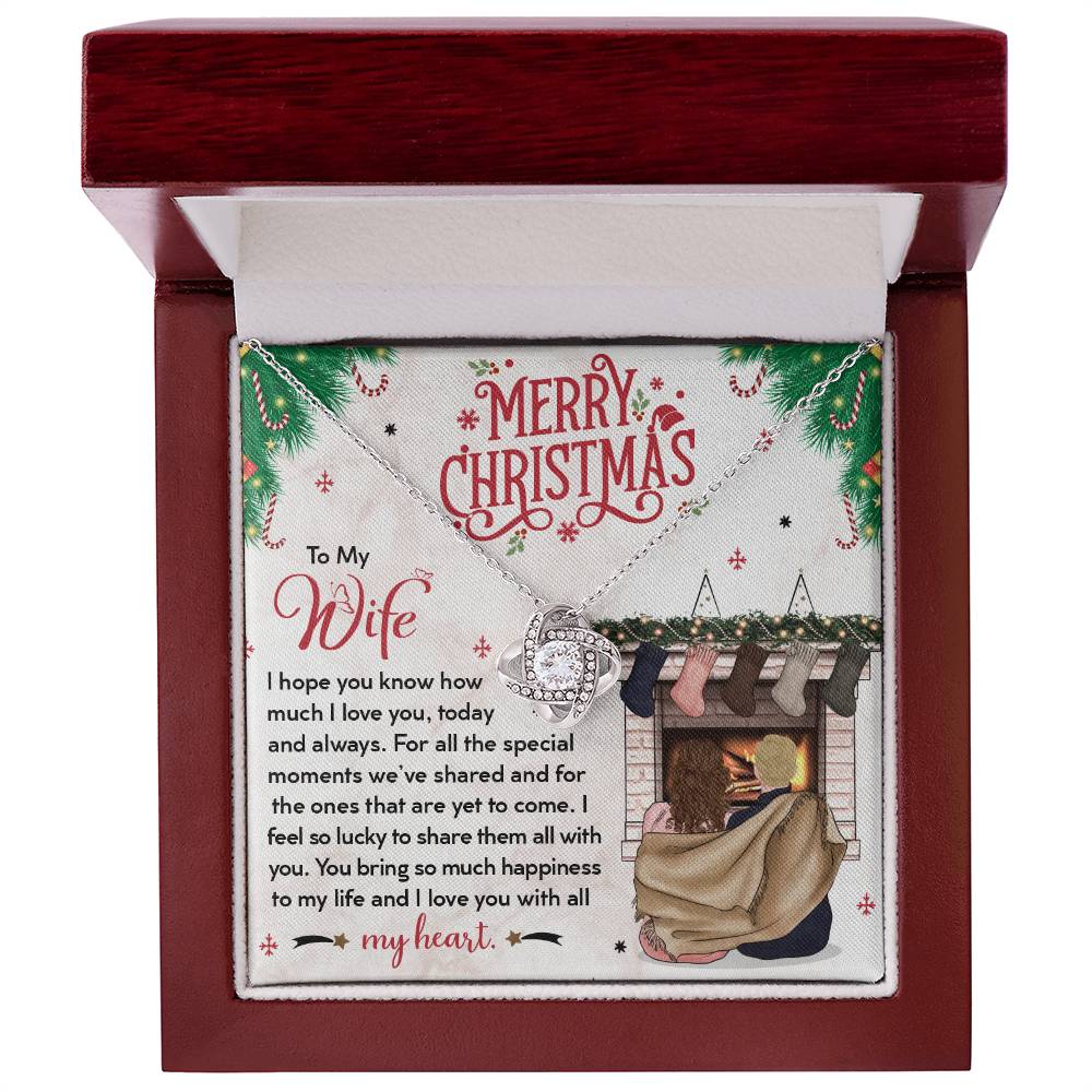 To My Wife, You Bring So Much Happiness To My Life, Merry Christmas - Love Knot Necklace