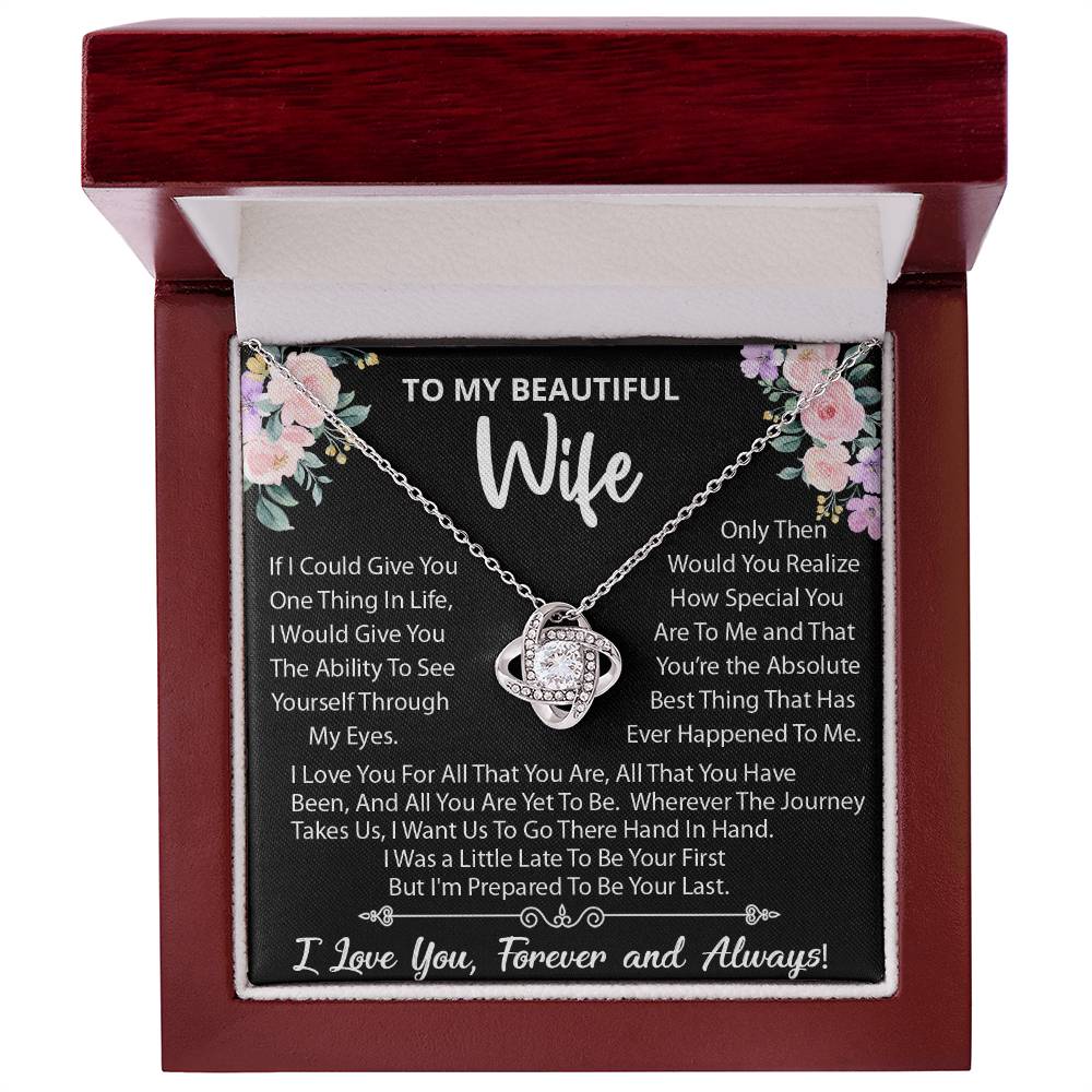 To My Beautiful Wife, Wherever The Journey Takes Us, Love Knot Necklace Message Card