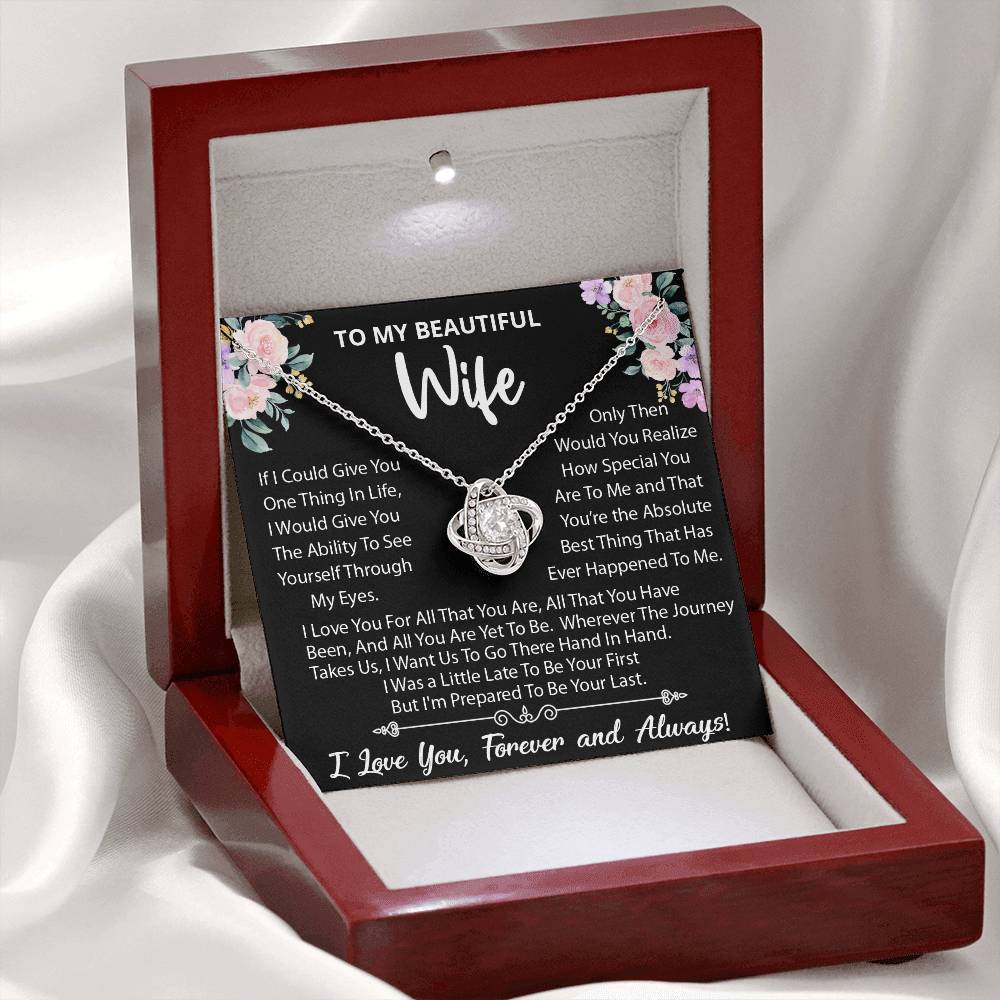 To My Beautiful Wife, Wherever The Journey Takes Us, Love Knot Necklace Message Card