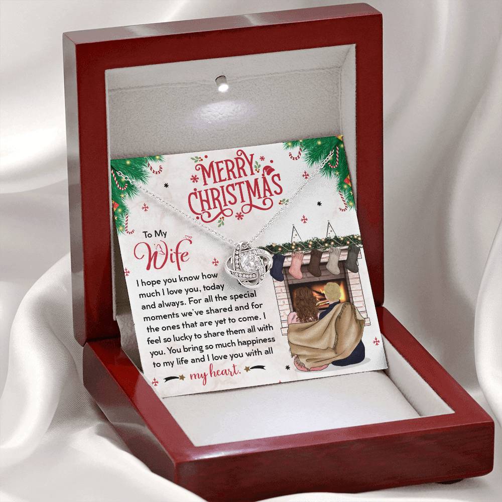 To My Wife, You Bring So Much Happiness To My Life, Merry Christmas - Love Knot Necklace