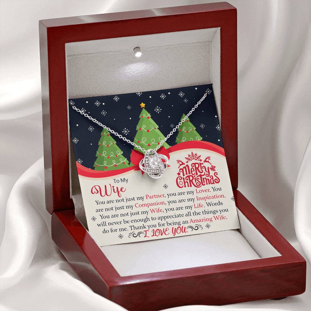 To My Wife, You Are Not Just My Partner, You Are My Lover, Merry Christmas - Love Knot Necklace