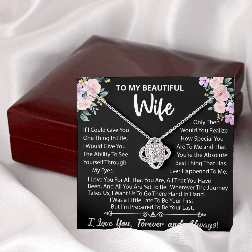 To My Beautiful Wife, Wherever The Journey Takes Us, Love Knot Necklace Message Card