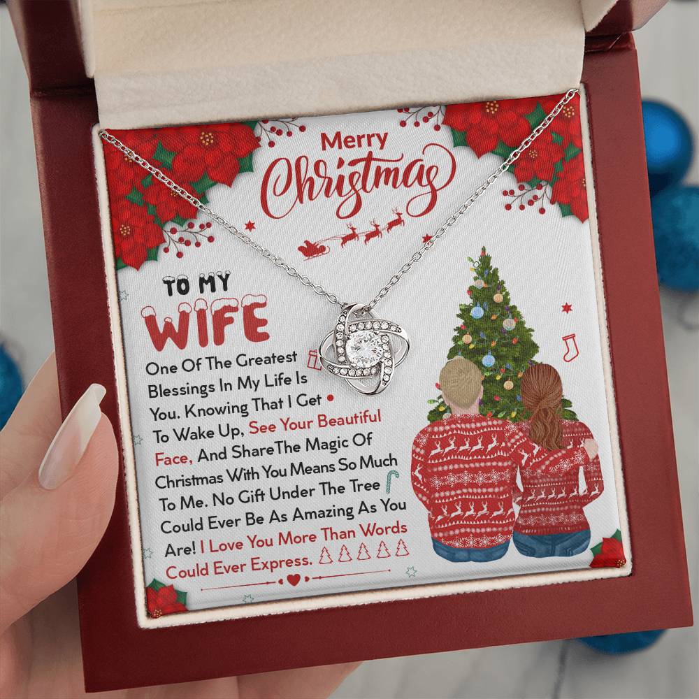 To My Wife, No Gift Under The Tree Could Ever Be As Amazing As You, Merry Christmas - Love Knot Necklace