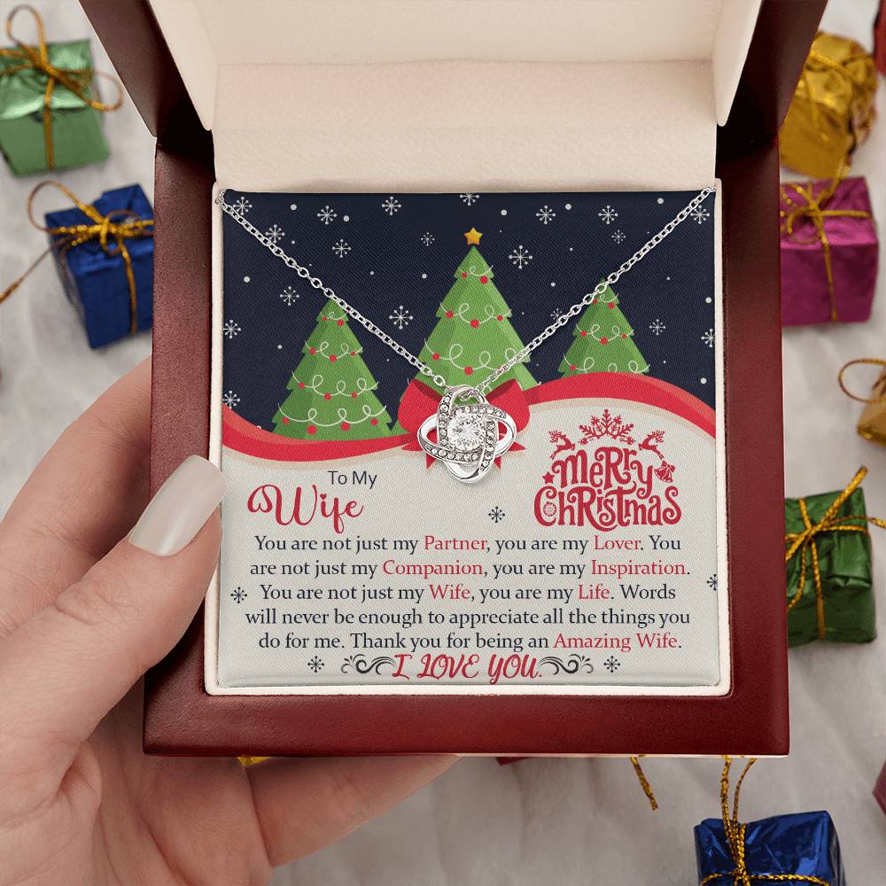 To My Wife, You Are Not Just My Partner, You Are My Lover, Merry Christmas - Love Knot Necklace