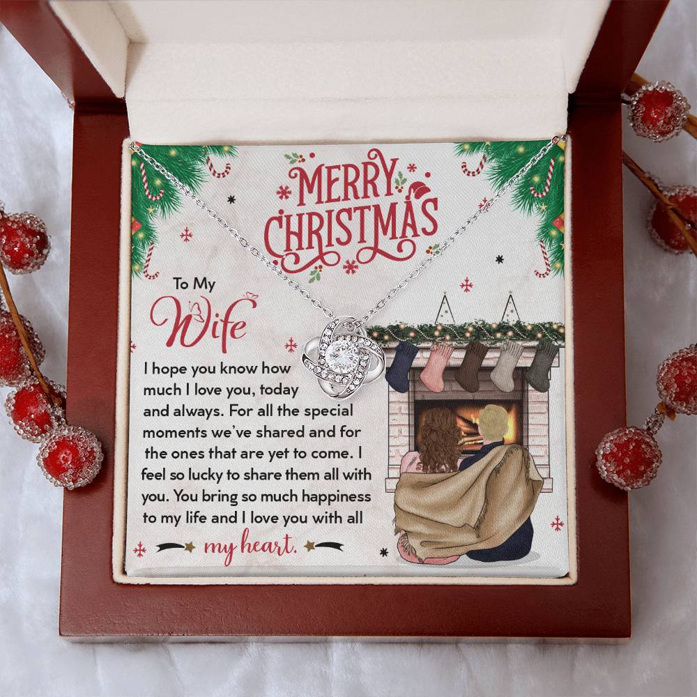 To My Wife, You Bring So Much Happiness To My Life, Merry Christmas - Love Knot Necklace