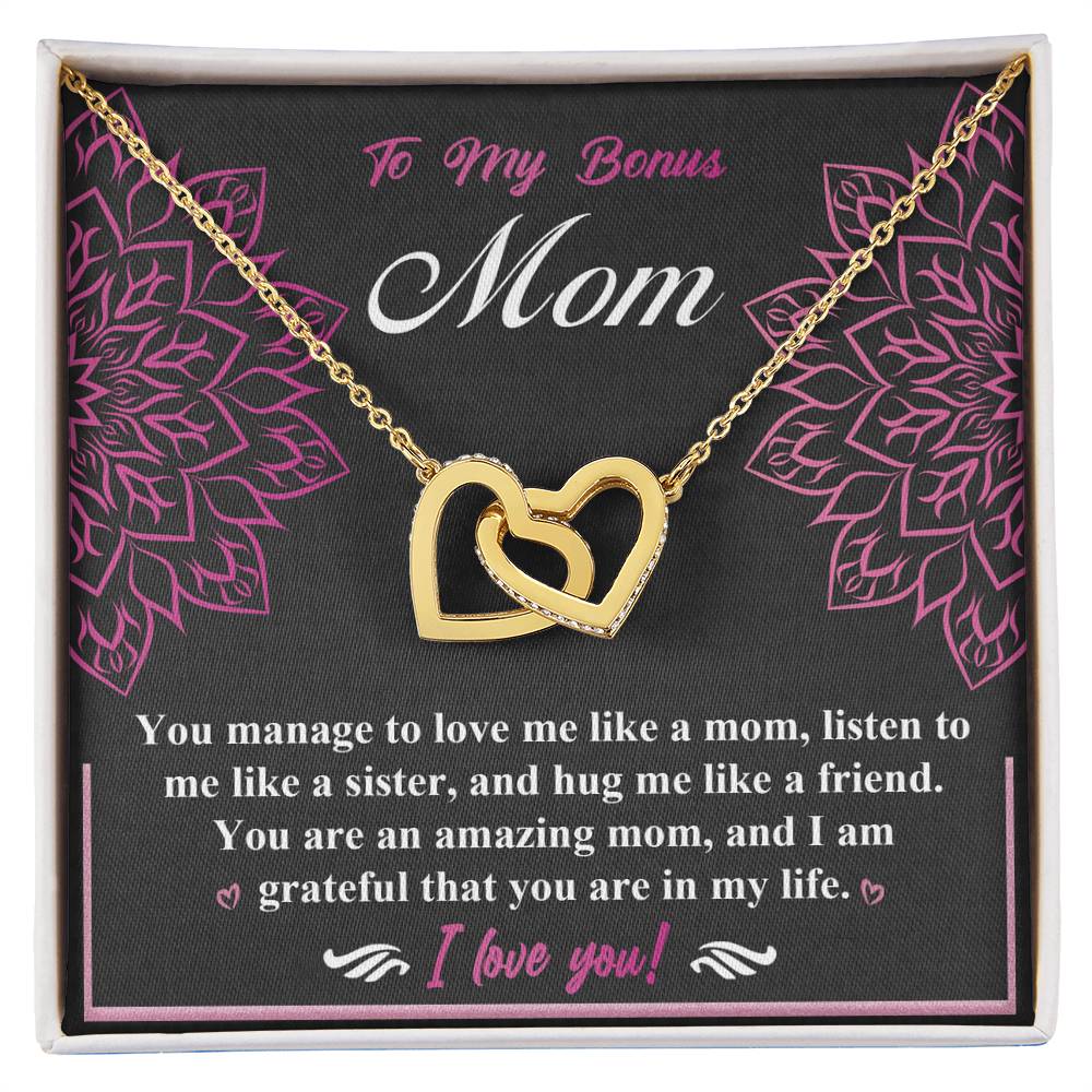 To My Bonus Mom, An Amazing Mom, Interlocking Hearts Necklace