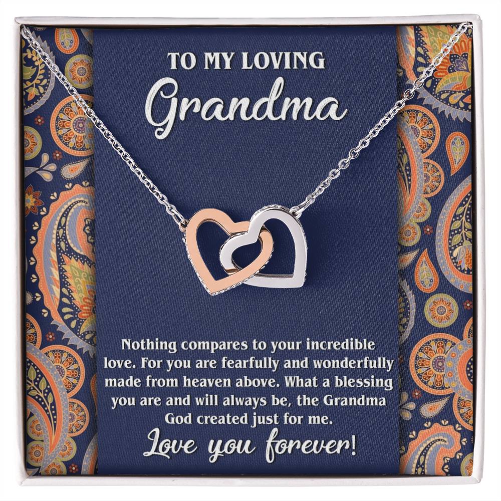 To My Loving Grandma, Interlocking Hearts Necklace