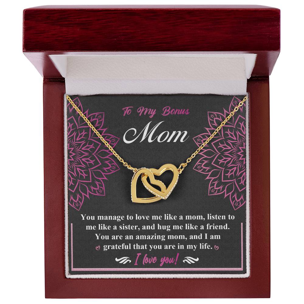 To My Bonus Mom, An Amazing Mom, Interlocking Hearts Necklace