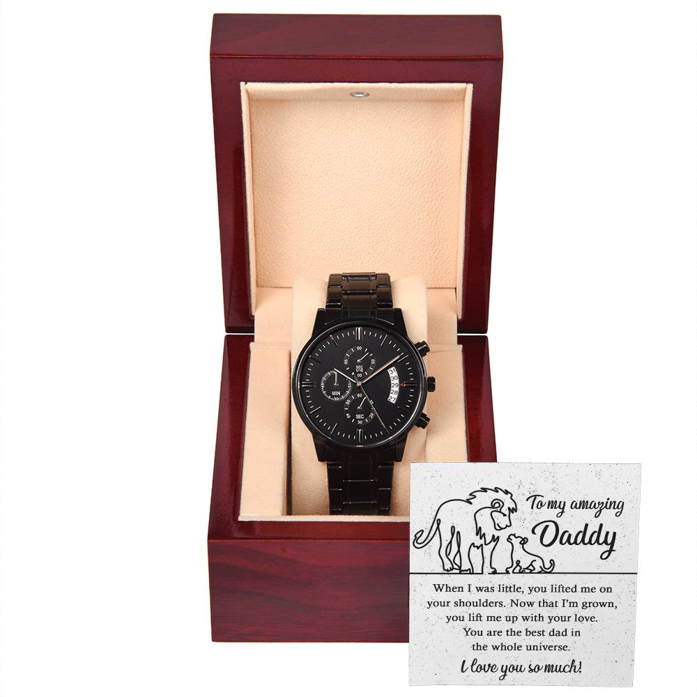 To My Amazing Dad, You Are The Best Dad In The Universe, Black Chronograph Watch, Gift For Dad