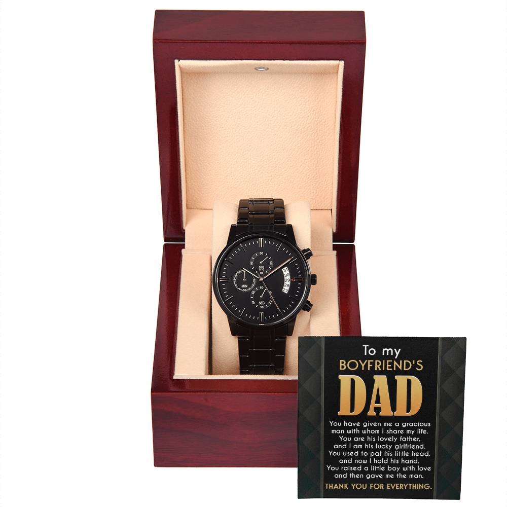 To My Boyfriends Dad, Thank You For Everything, Black Chronograph Watch