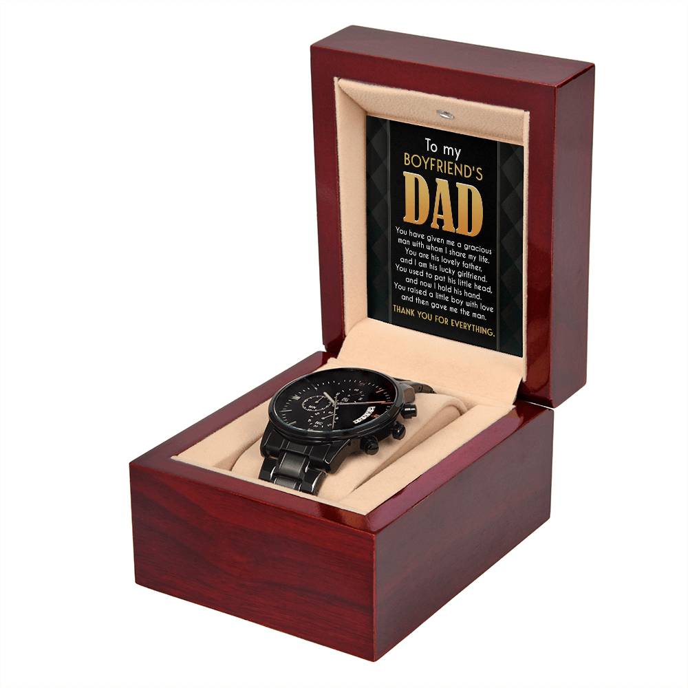 To My Boyfriends Dad, Thank You For Everything, Black Chronograph Watch