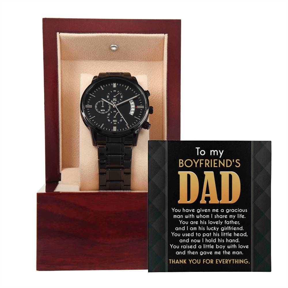 To My Boyfriends Dad, Thank You For Everything, Black Chronograph Watch