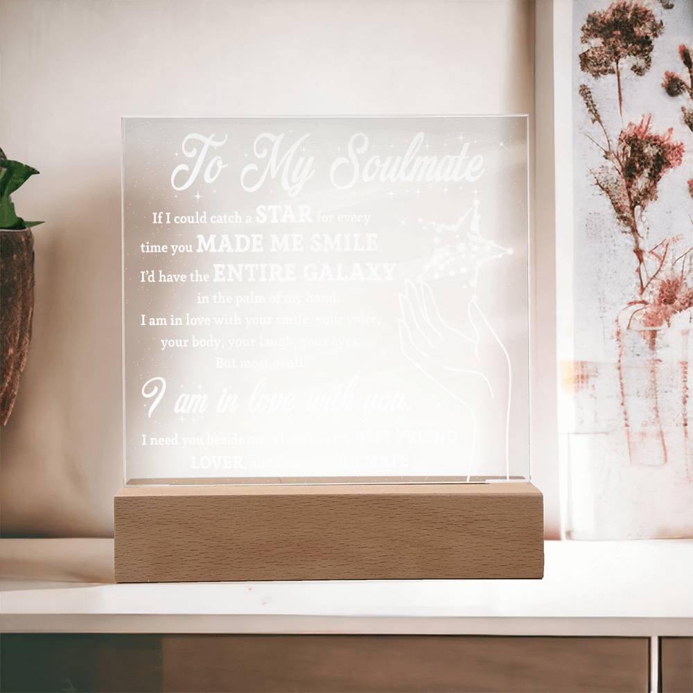 To My Soulmate, If I Could Catch A Star, Square Acrylic Plaque