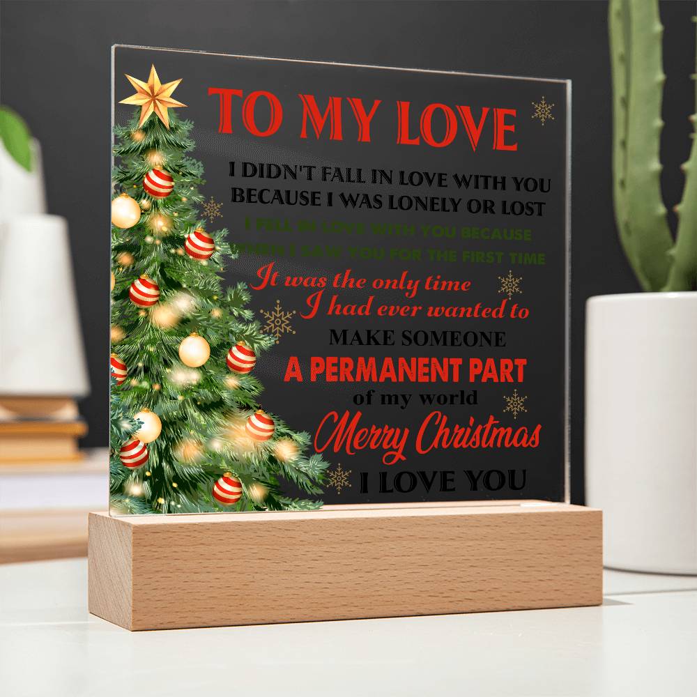 To My Love, Merry Christmas LED Acrylic Plaque