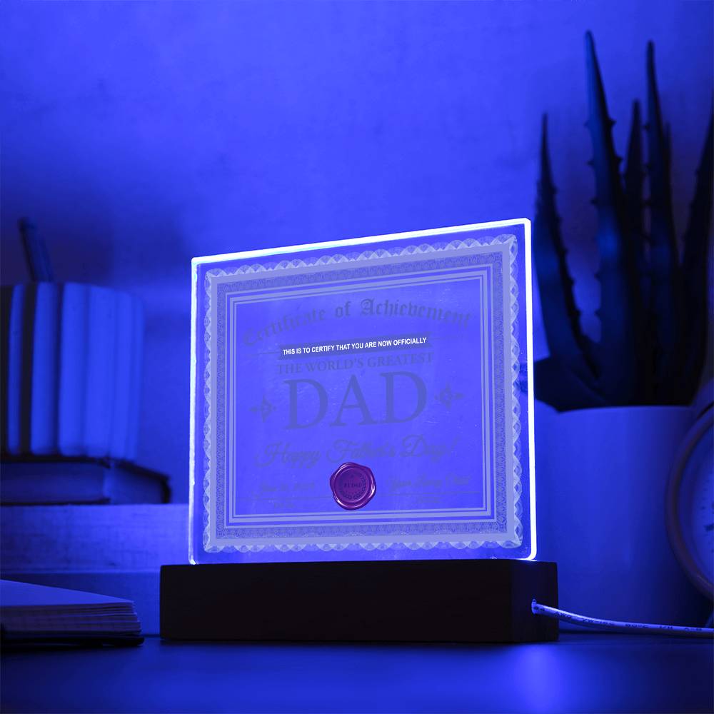 To My Dad, The Worlds Greatest Dad, Happy Fathers Day, Square Acrylic Plaque