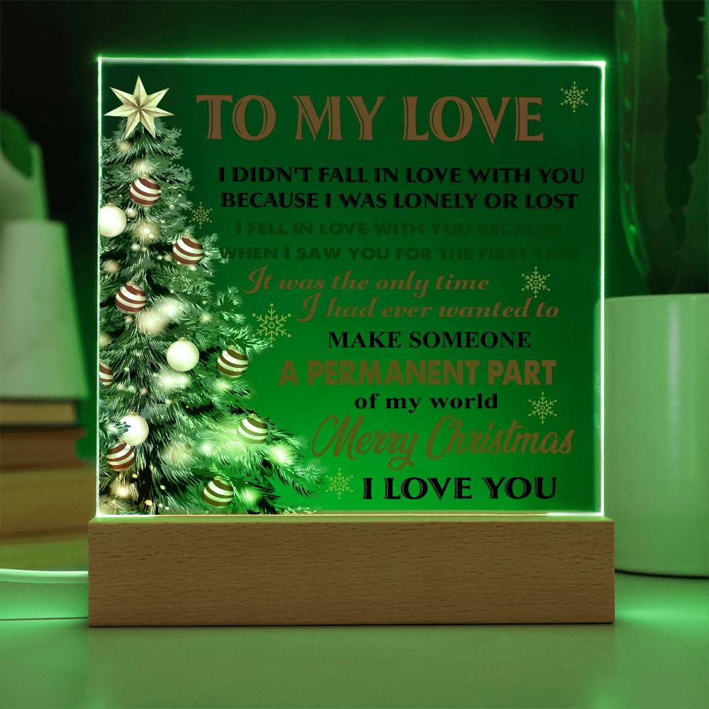 To My Love, Merry Christmas LED Acrylic Plaque
