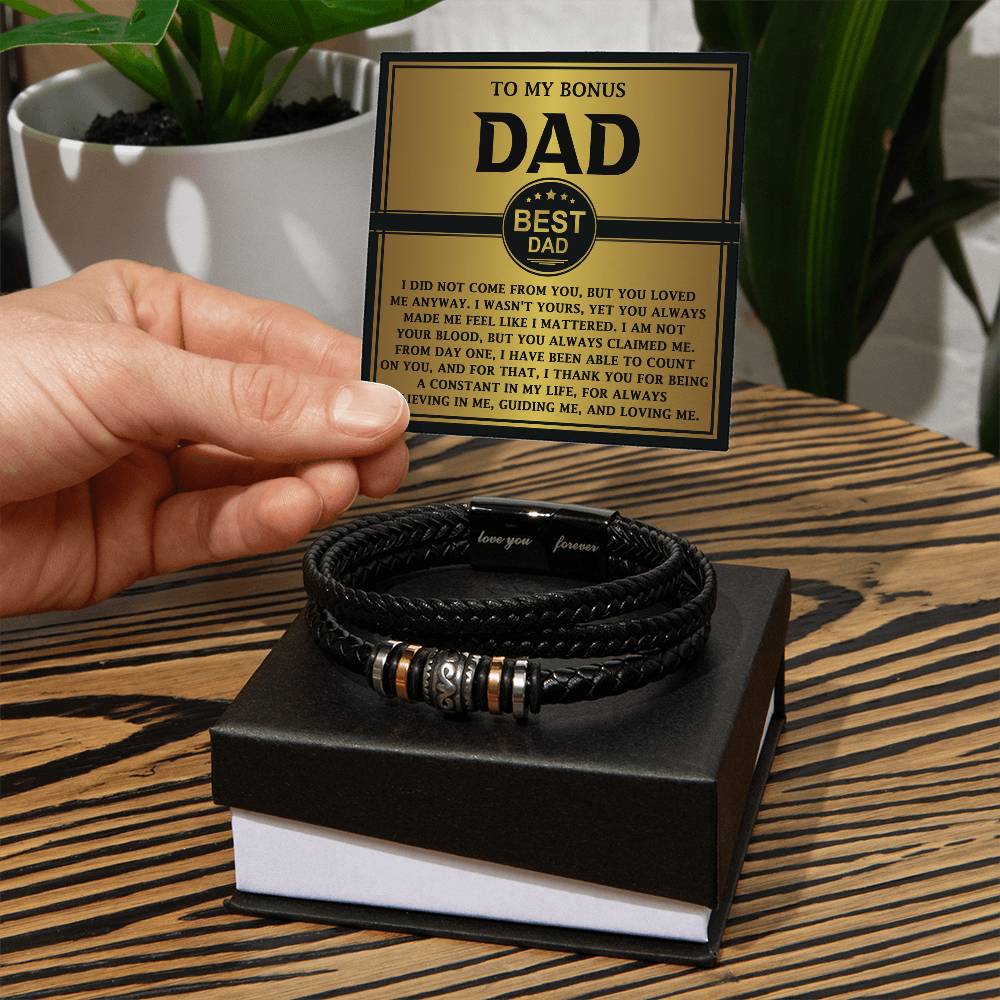 To My Bonus Dad, Thank You For Loving Me, Love You Forever Bracelet