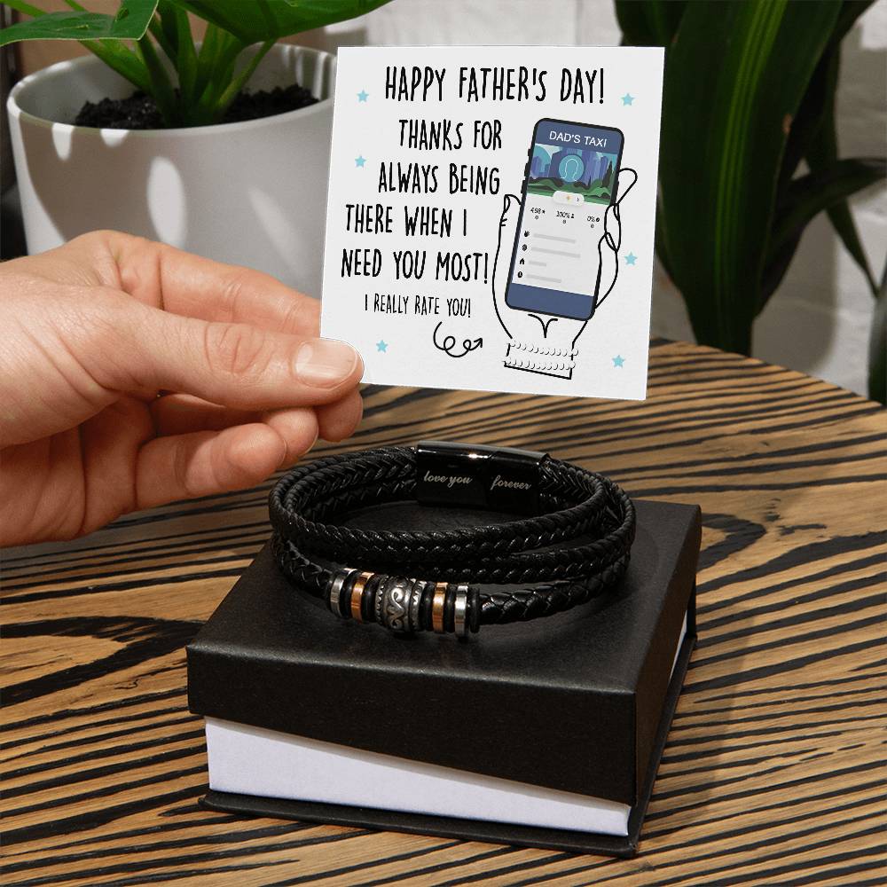 To My Dad, Happy Fathers Day, Dads Taxi, Love You Forever Bracelet, Funny Gift For Dad
