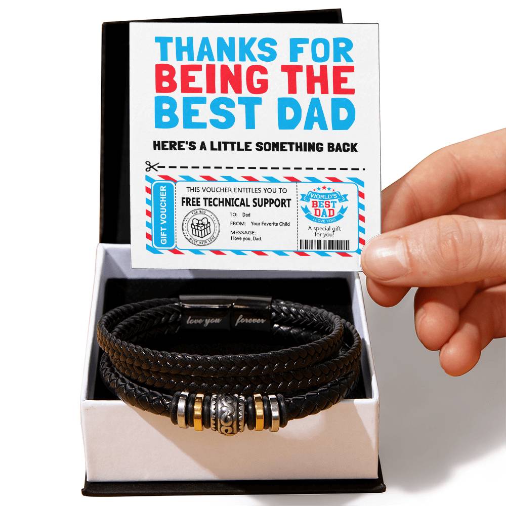 To My Dad, Thanks For Being The Best Dad, Gift Voucher, Love You Forever Bracelet, Funny Gift For Dad
