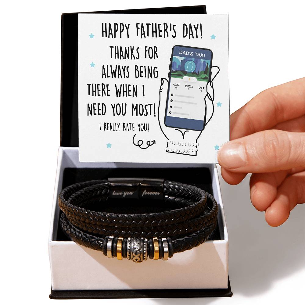 To My Dad, Happy Fathers Day, Dads Taxi, Love You Forever Bracelet, Funny Gift For Dad