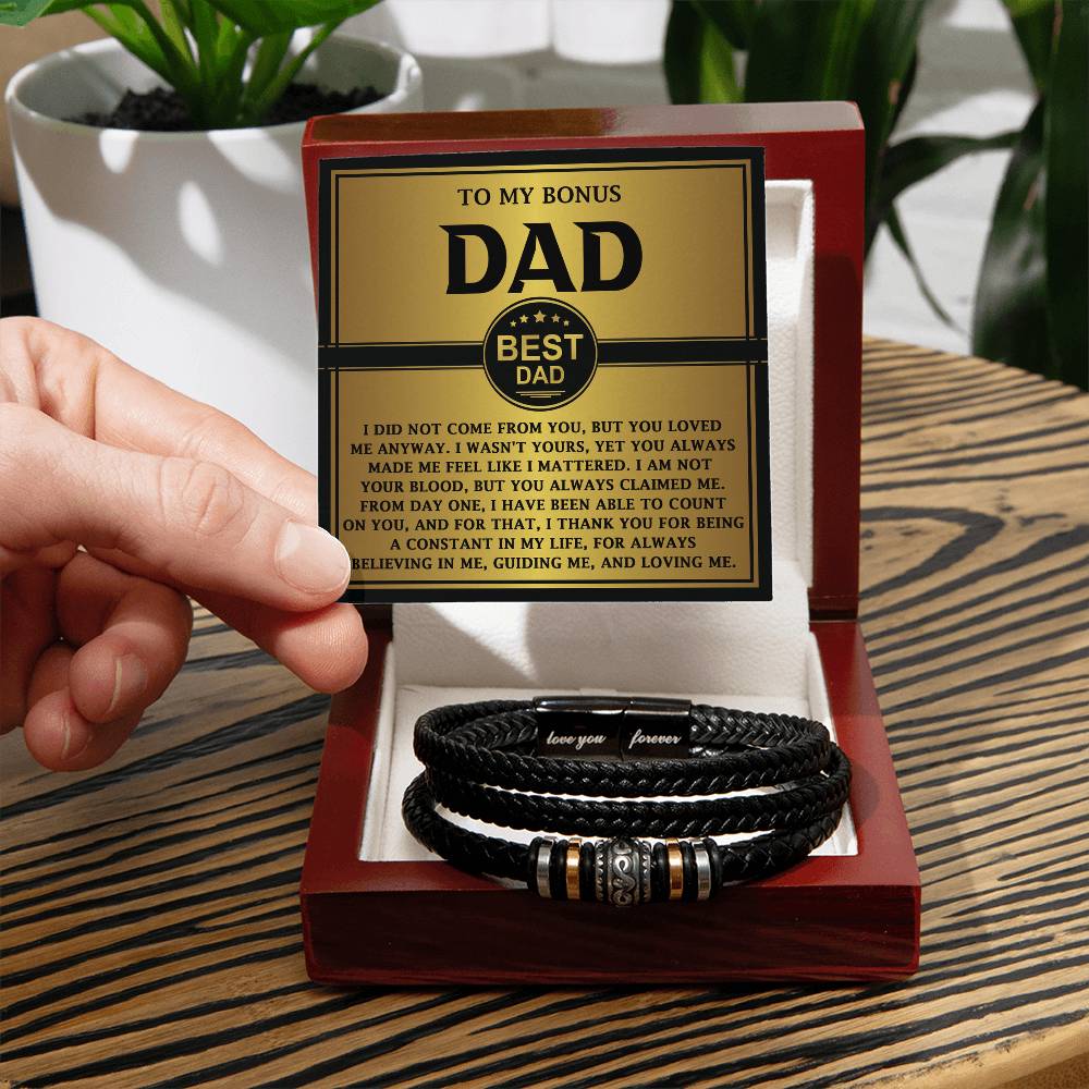 To My Bonus Dad, Thank You For Loving Me, Love You Forever Bracelet
