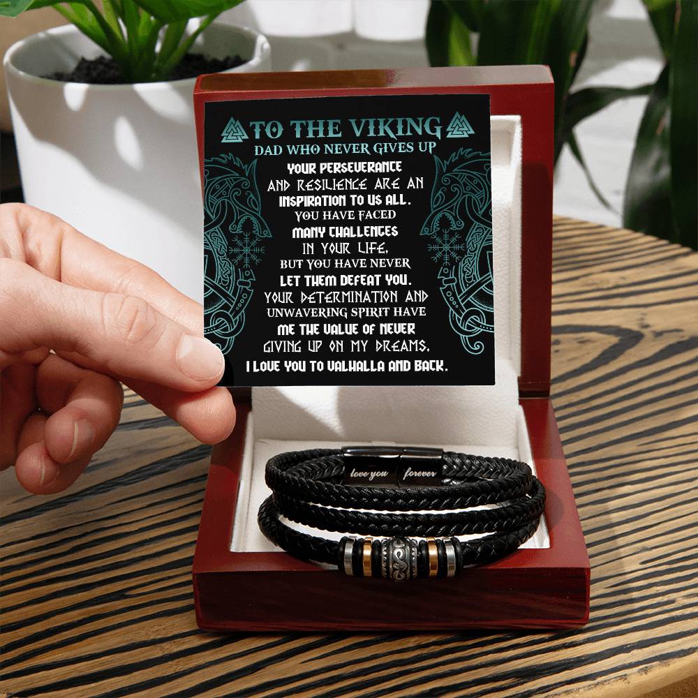 To My Dad, To My Viking Dad Who Never Gives Up, Love You Forever Bracelet, Gift For Dad