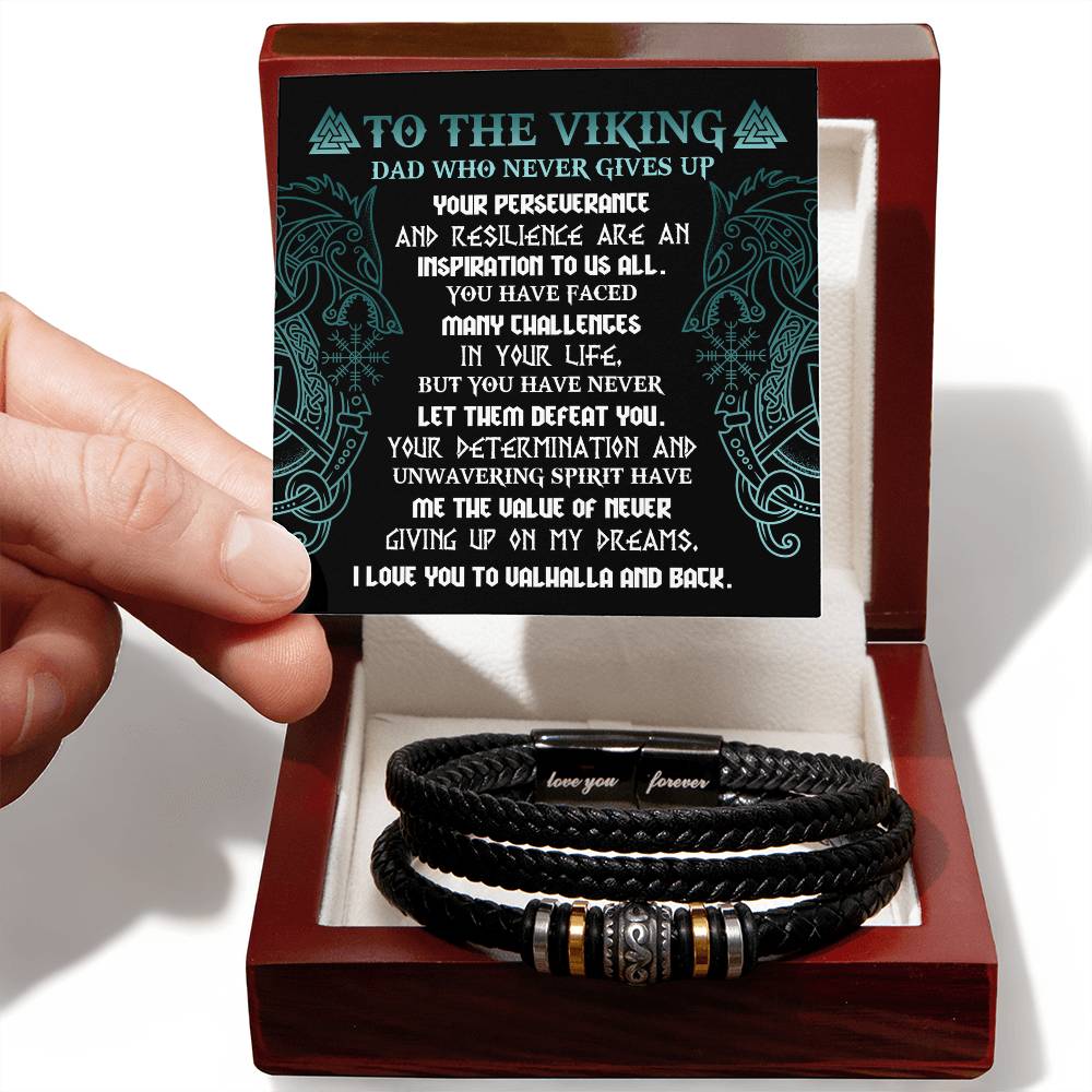 To My Dad, To My Viking Dad Who Never Gives Up, Love You Forever Bracelet, Gift For Dad