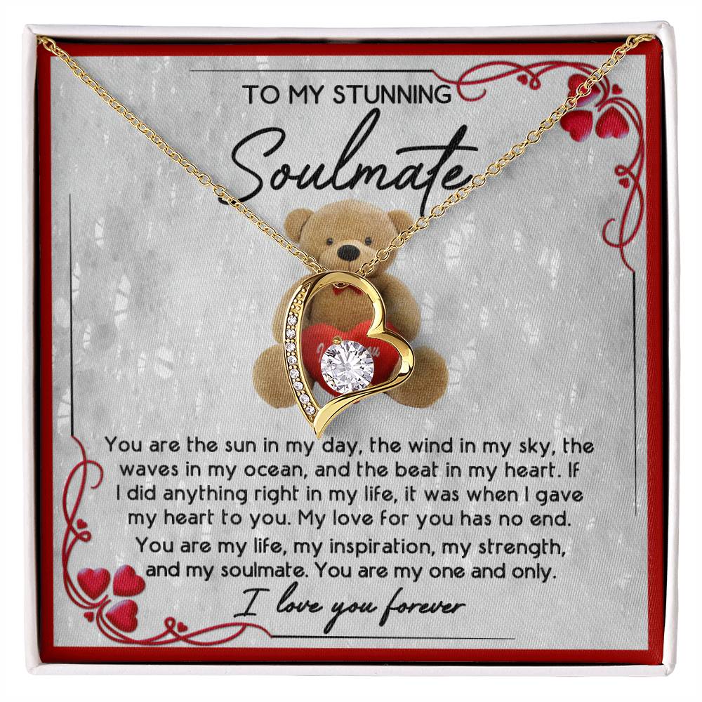 To My Stunning Soulmate, You Are My One And Only, Forever Love Heart Necklace Message Card