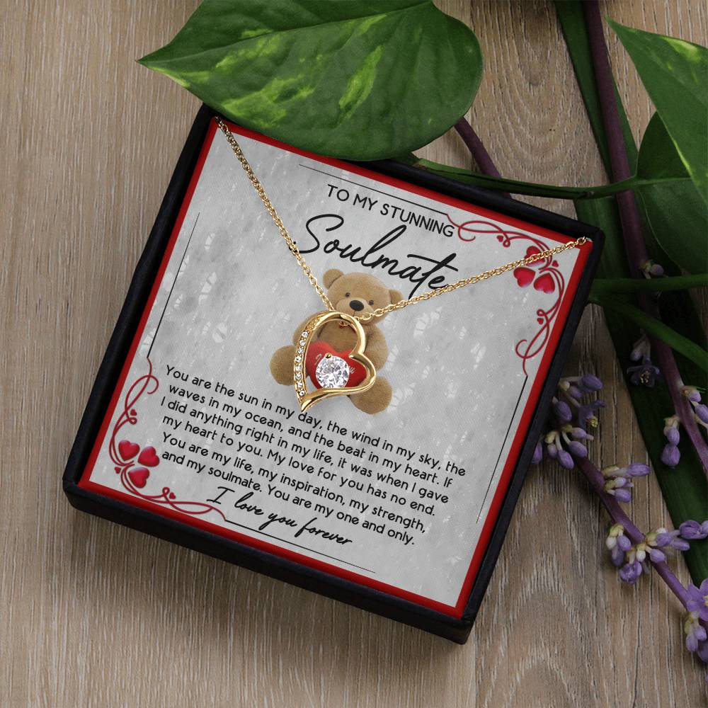 To My Stunning Soulmate, You Are My One And Only, Forever Love Heart Necklace Message Card