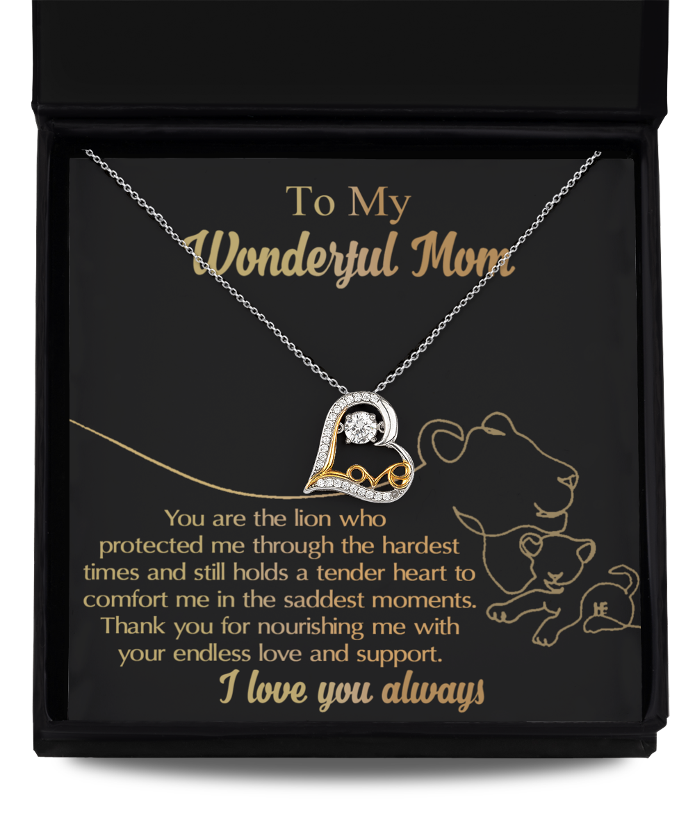 To My Mom - You Are The Lion Who Protected Me - Love Dancing Heart Necklace