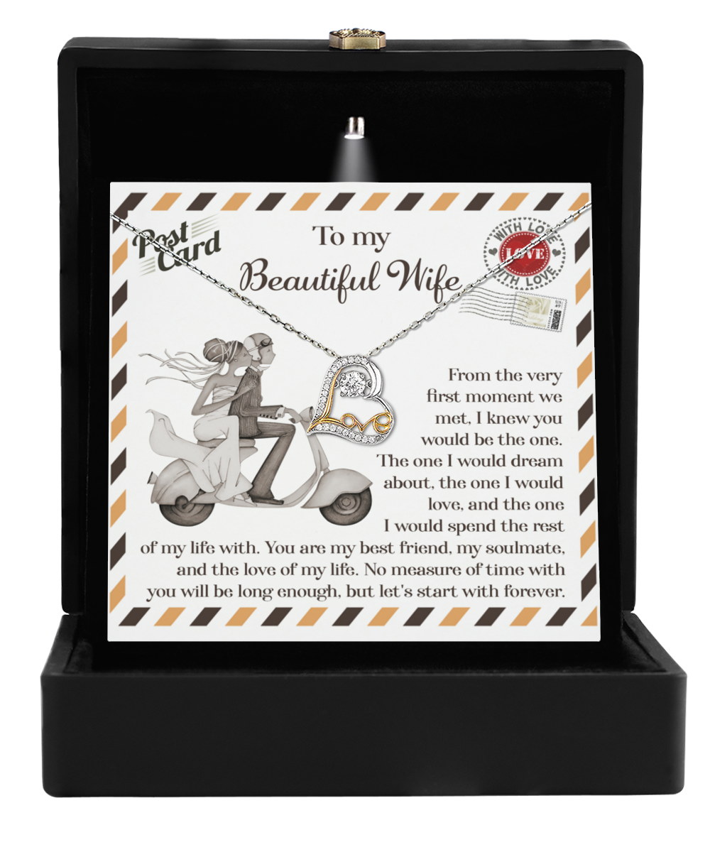 To My Beautiful Wife, On Our Wedding Day, I Knew You Would Be The One, Love Dancing Heart Necklace