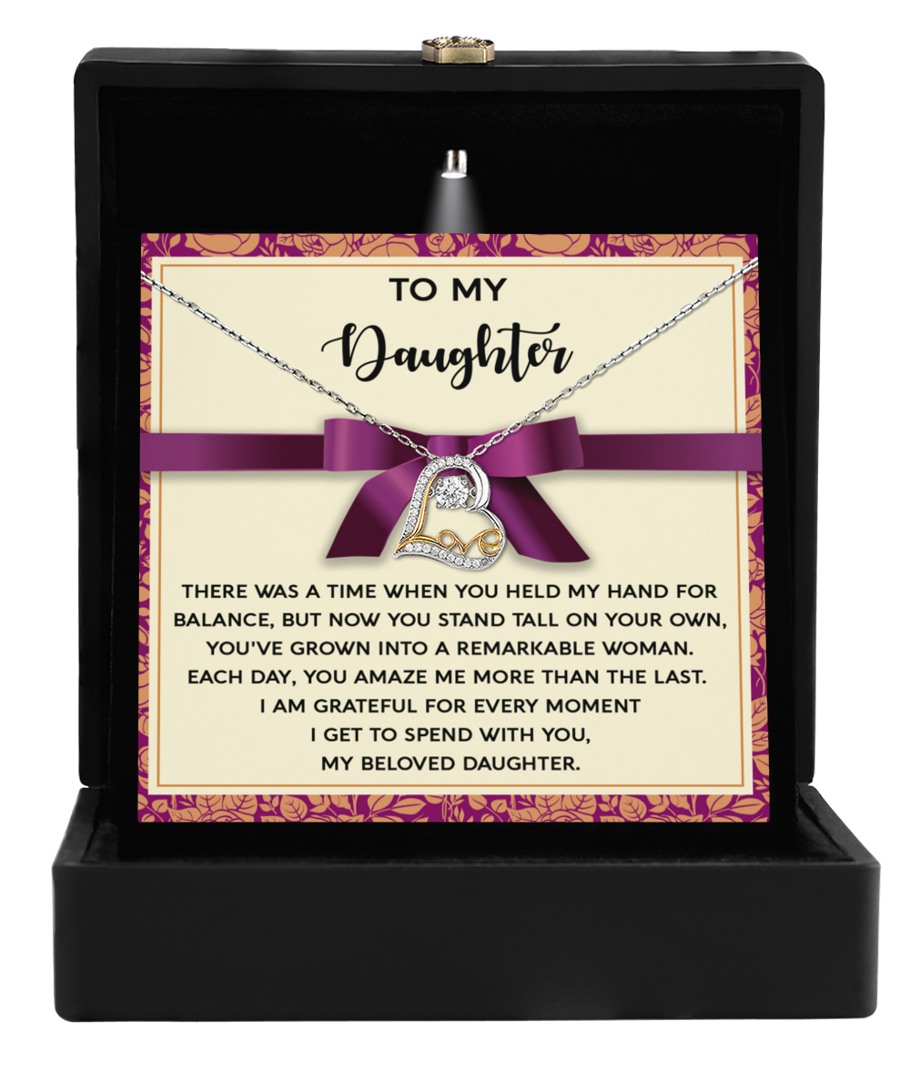 To My Daughter, Each Day You Amaze Me, Love Dancing Heart Necklace, Gift For Daughter