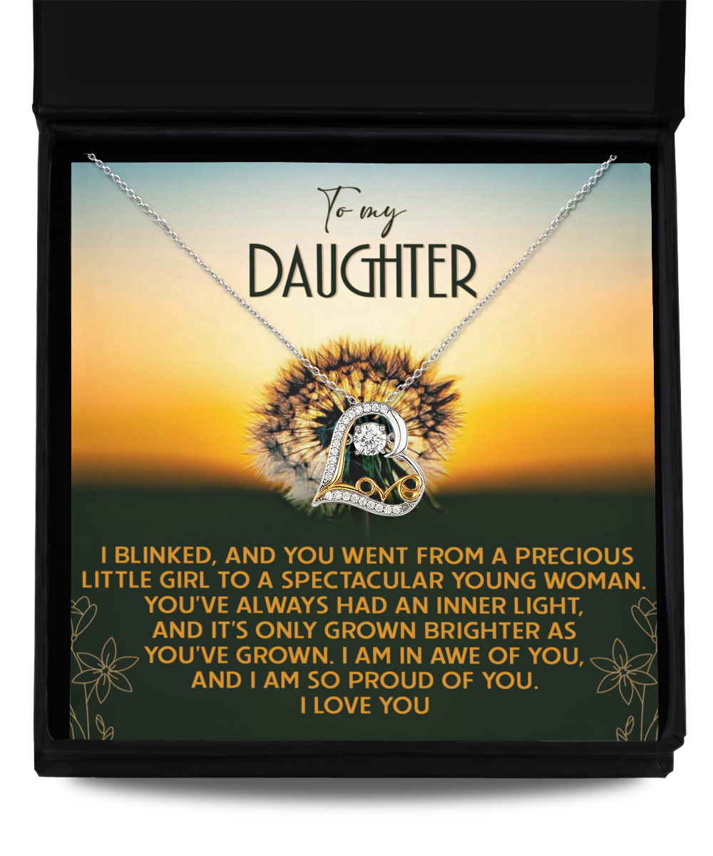 To My Daughter, I Am So Proud Of You, Love Dancing Heart Necklace, Gift For Daughter